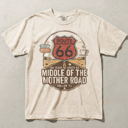 Route 66 Middle of the Mother Road Shirt Adrian TX Vintage Travel Graphic Tee
