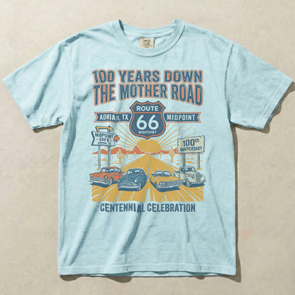Route 66 100 Years Down the Mother Road Shirt Adrian Texas Centennial Graphic Tee