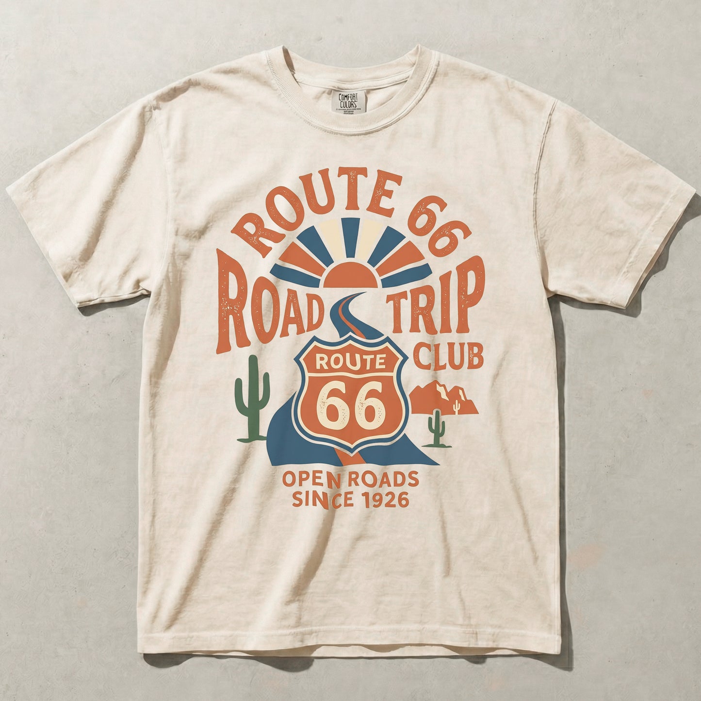 Route 66 Road Trip Club Tee - Vintage Open Roads Graphic Shirt
