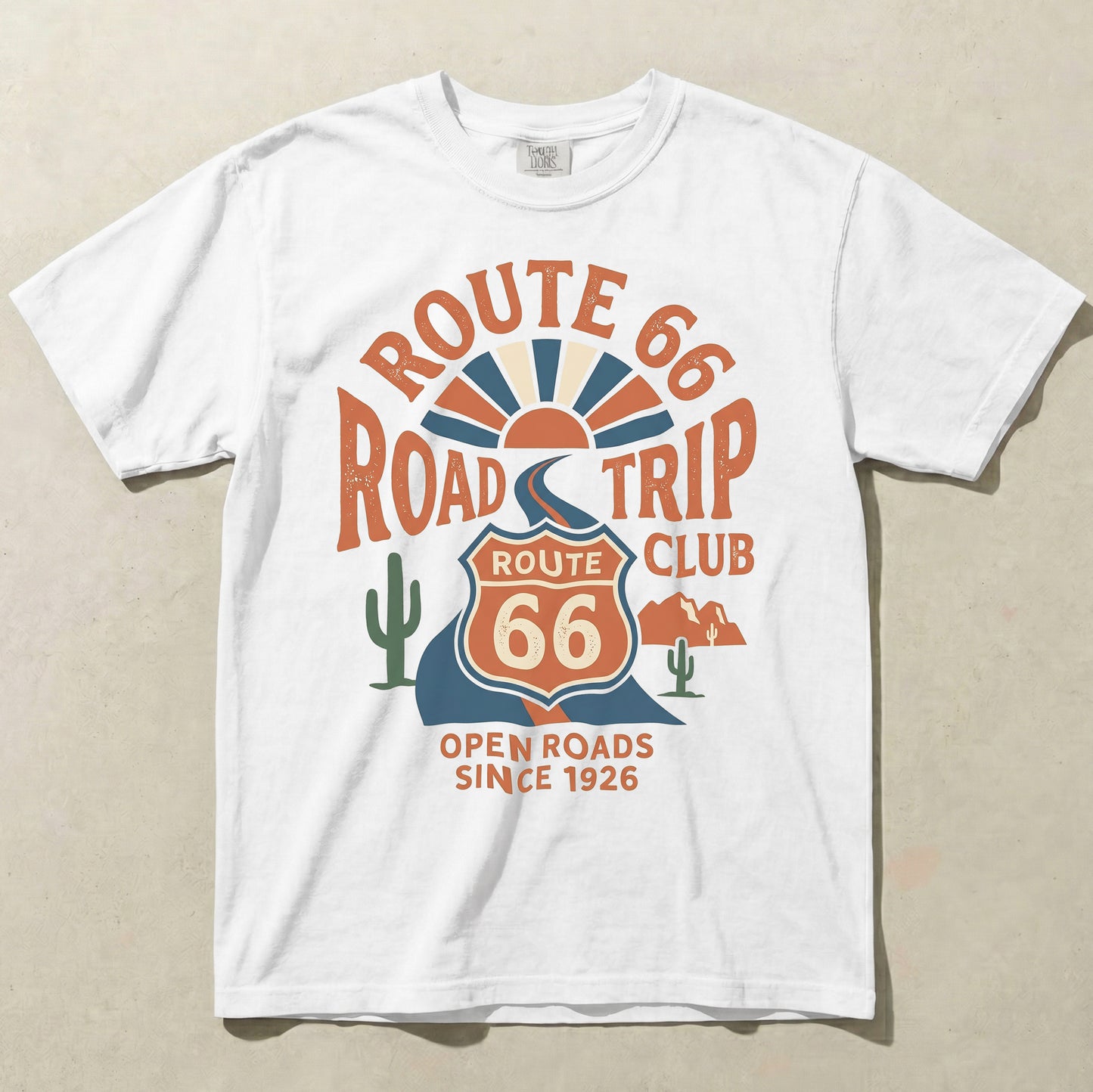 Route 66 Road Trip Club Tee - Vintage Open Roads Graphic Shirt