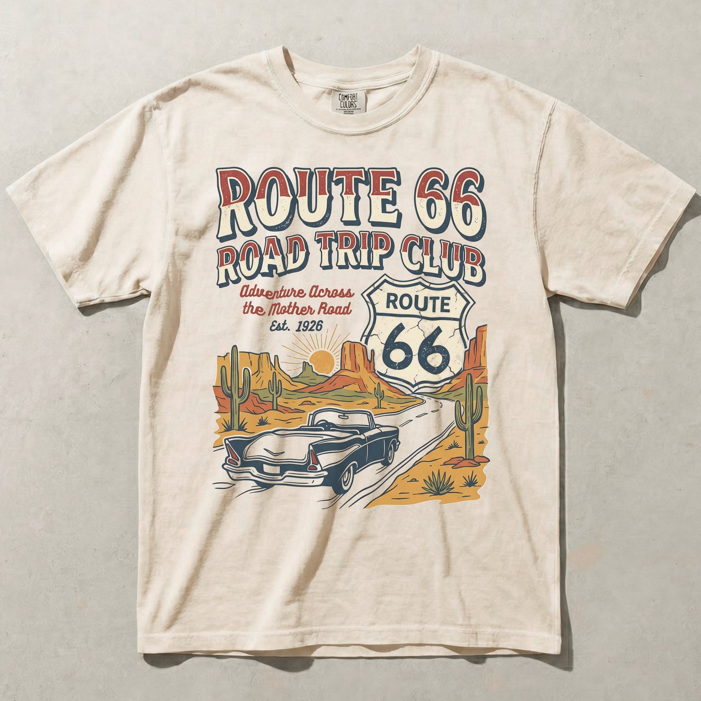 Route 66 Road Trip Club Tee - Vintage Mother Road Graphic Shirt