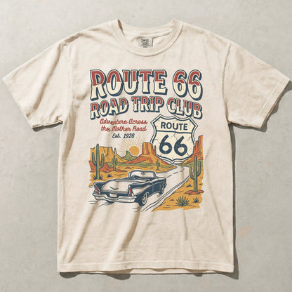 Route 66 Road Trip Club Tee - Vintage Mother Road Graphic Shirt