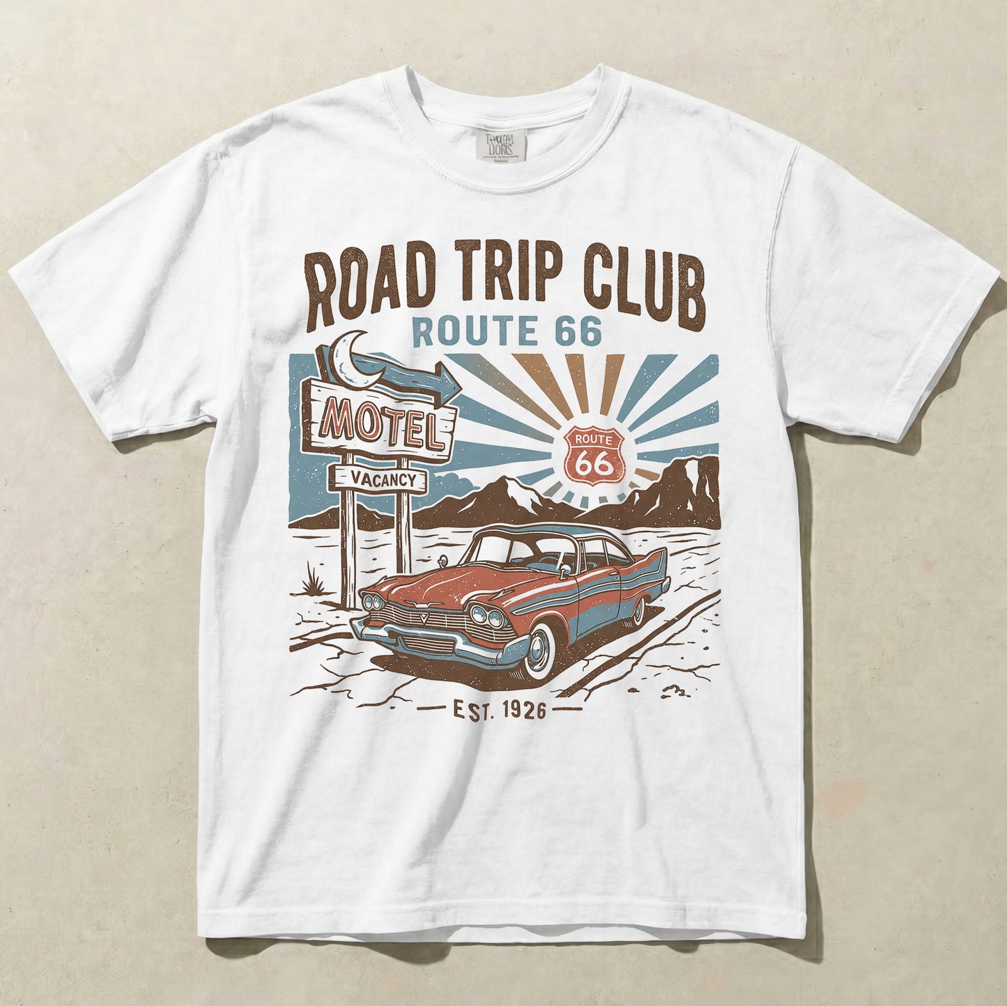 Road Trip Club Route 66 Tee - Vintage Motel Graphic Shirt