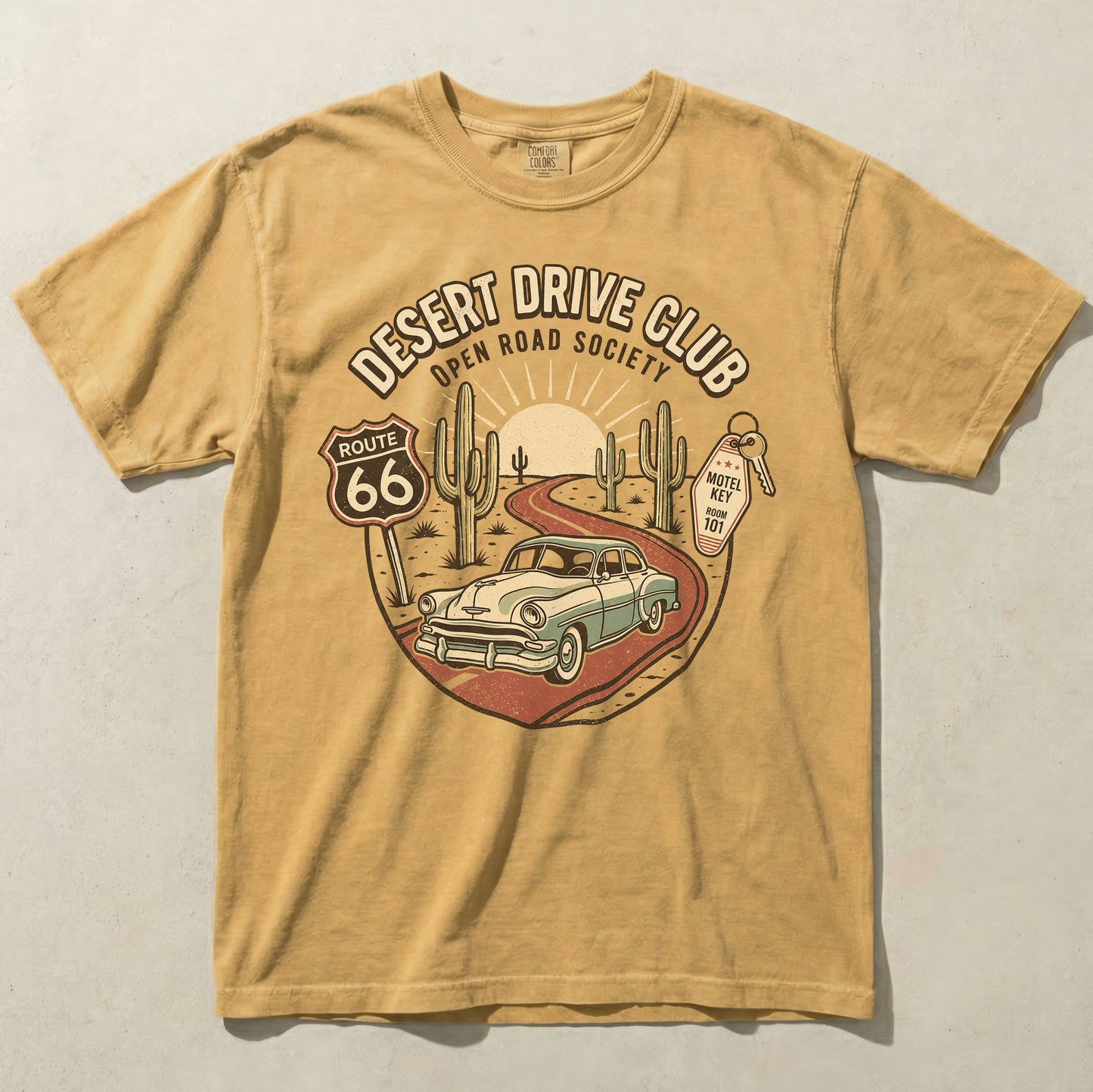 Desert Drive Club Route 66 Graphic Tee Vintage Road Trip Shirt