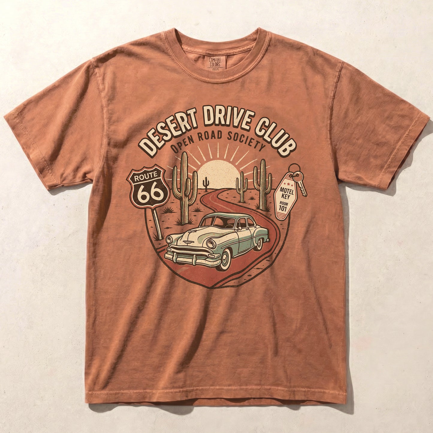 Desert Drive Club Route 66 Graphic Tee Vintage Road Trip Shirt