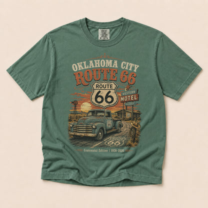 Oklahoma City Route 66 Graphic Tee | Centennial Road Trip Shirt