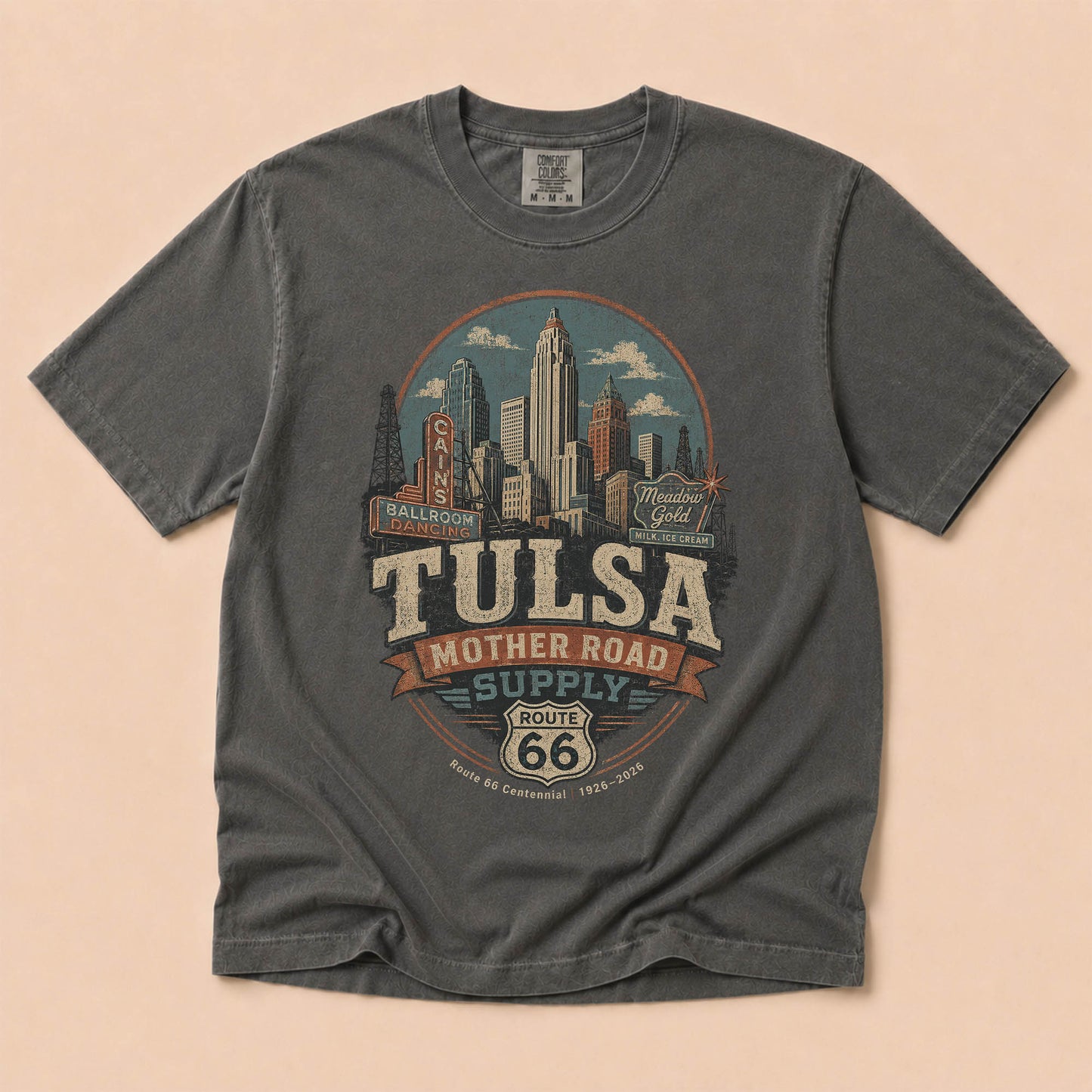 Tulsa Mother Road Supply Route 66 Graphic Tee | Vintage Oklahoma Travel Shirt