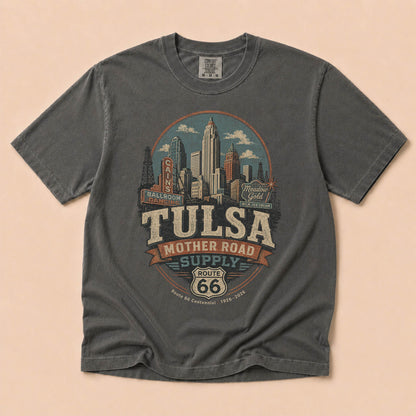 Tulsa Mother Road Supply Route 66 Graphic Tee | Vintage Oklahoma Travel Shirt