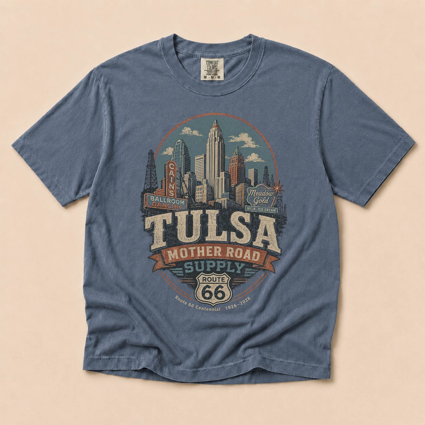 Tulsa Mother Road Supply Route 66 Graphic Tee | Vintage Oklahoma Travel Shirt