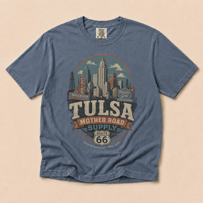 Tulsa Mother Road Supply Route 66 Graphic Tee | Vintage Oklahoma Travel Shirt