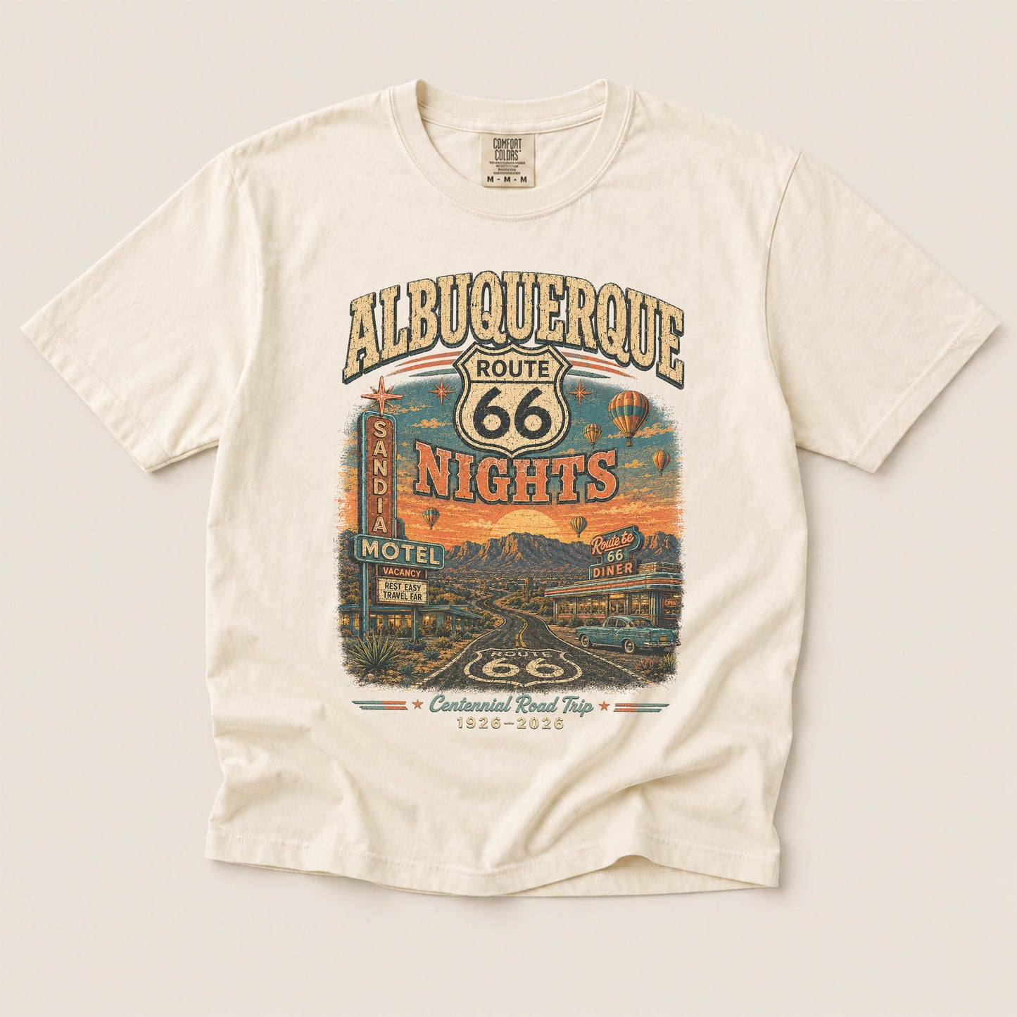 Albuquerque Route 66 Nights Graphic Tee | Vintage New Mexico Road Trip Shirt