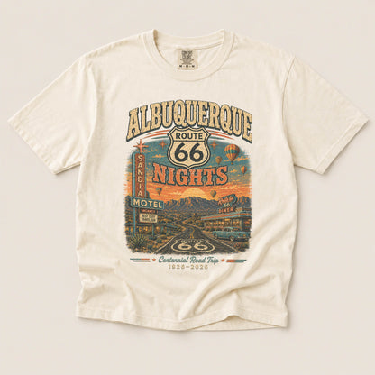 Albuquerque Route 66 Nights Graphic Tee | Vintage New Mexico Road Trip Shirt