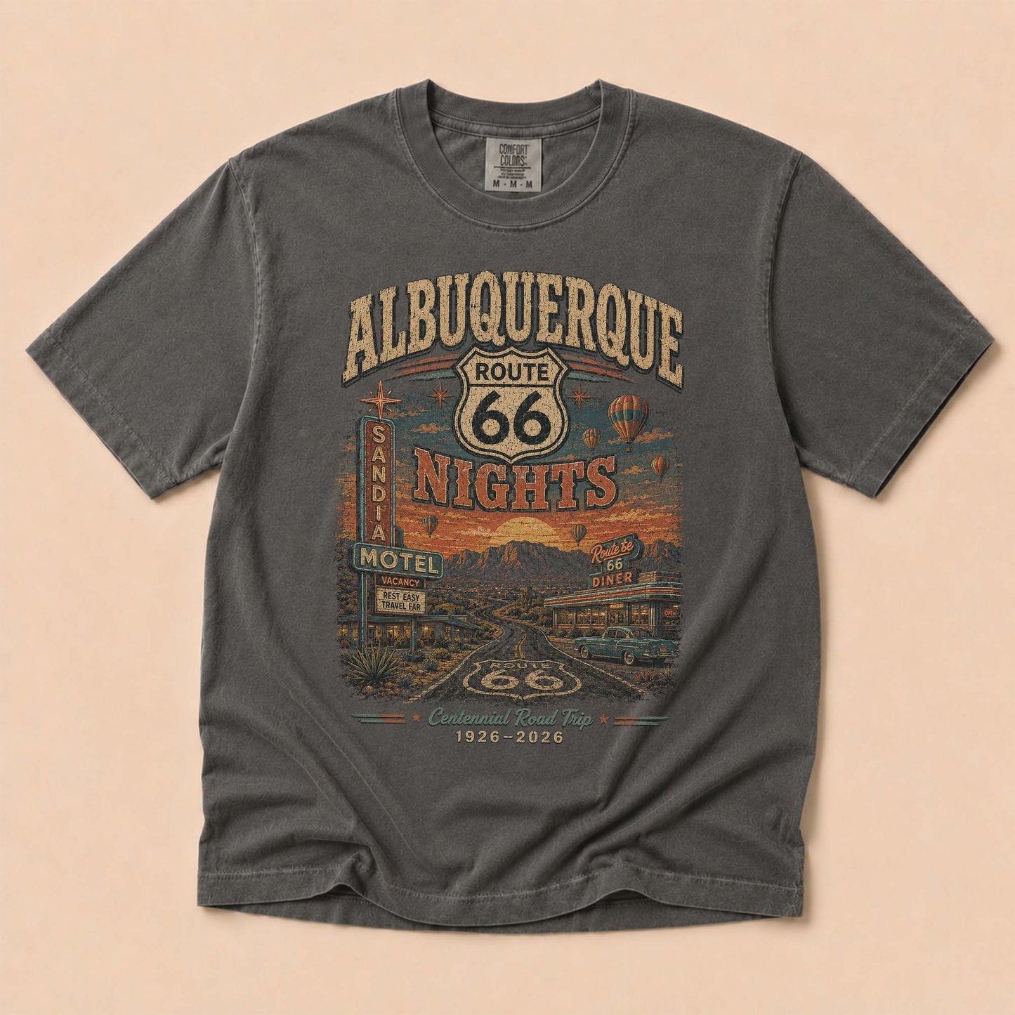 Albuquerque Route 66 Nights Graphic Tee | Vintage New Mexico Road Trip Shirt