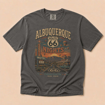 Albuquerque Route 66 Nights Graphic Tee | Vintage New Mexico Road Trip Shirt