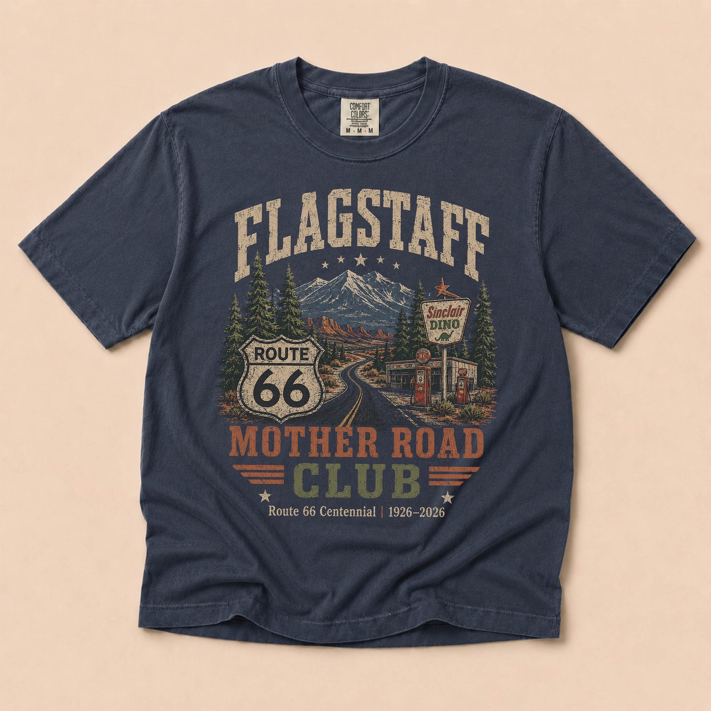 Flagstaff Mother Road Club Route 66 Graphic Tee | Vintage Arizona Road Trip Shirt