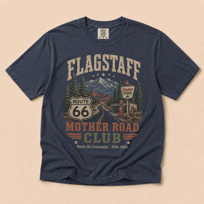 Flagstaff Mother Road Club Route 66 Graphic Tee | Vintage Arizona Road Trip Shirt