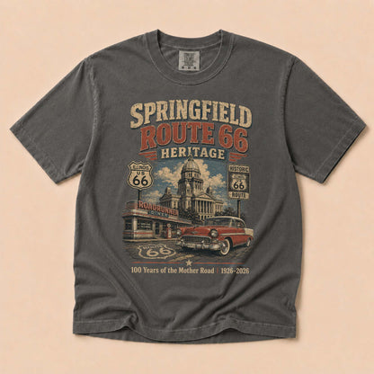 Springfield Illinois Route 66 Graphic Tee | Vintage Mother Road Heritage Shirt