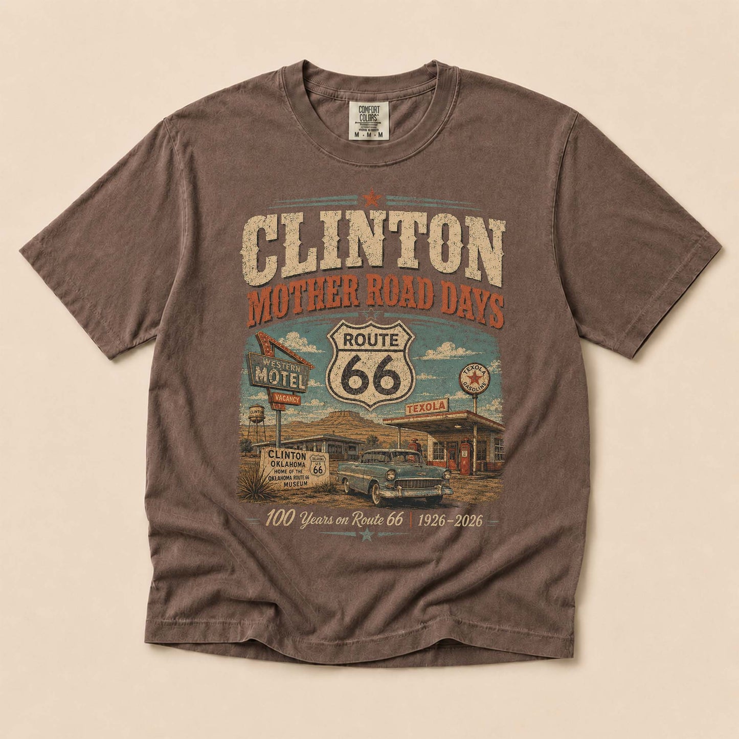 Clinton Oklahoma Route 66 Graphic Tee | Vintage Mother Road Travel Shirt