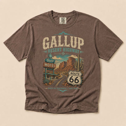 Gallup Desert Highway Route 66 Graphic Tee | Vintage New Mexico Road Trip Shirt