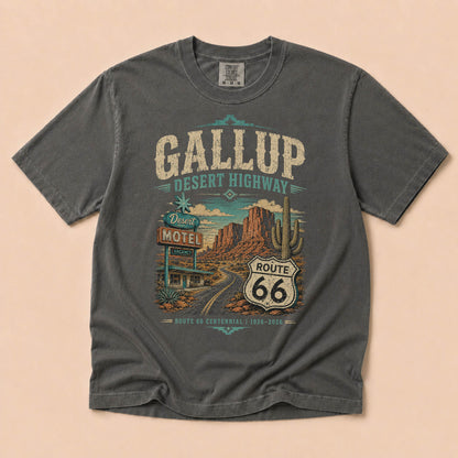 Gallup Desert Highway Route 66 Graphic Tee | Vintage New Mexico Road Trip Shirt
