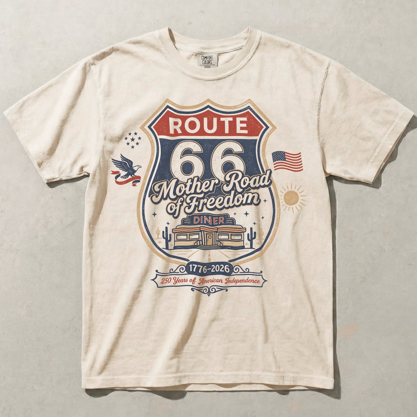 Route 66 Mother Road of Freedom Shirt 1776 2026 Independence Anniversary Graphic Tee
