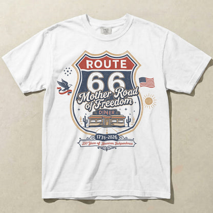 Route 66 Mother Road of Freedom Shirt 1776 2026 Independence Anniversary Graphic Tee