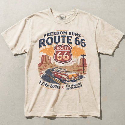 Freedom Runs Route 66 America 250 Graphic Tee