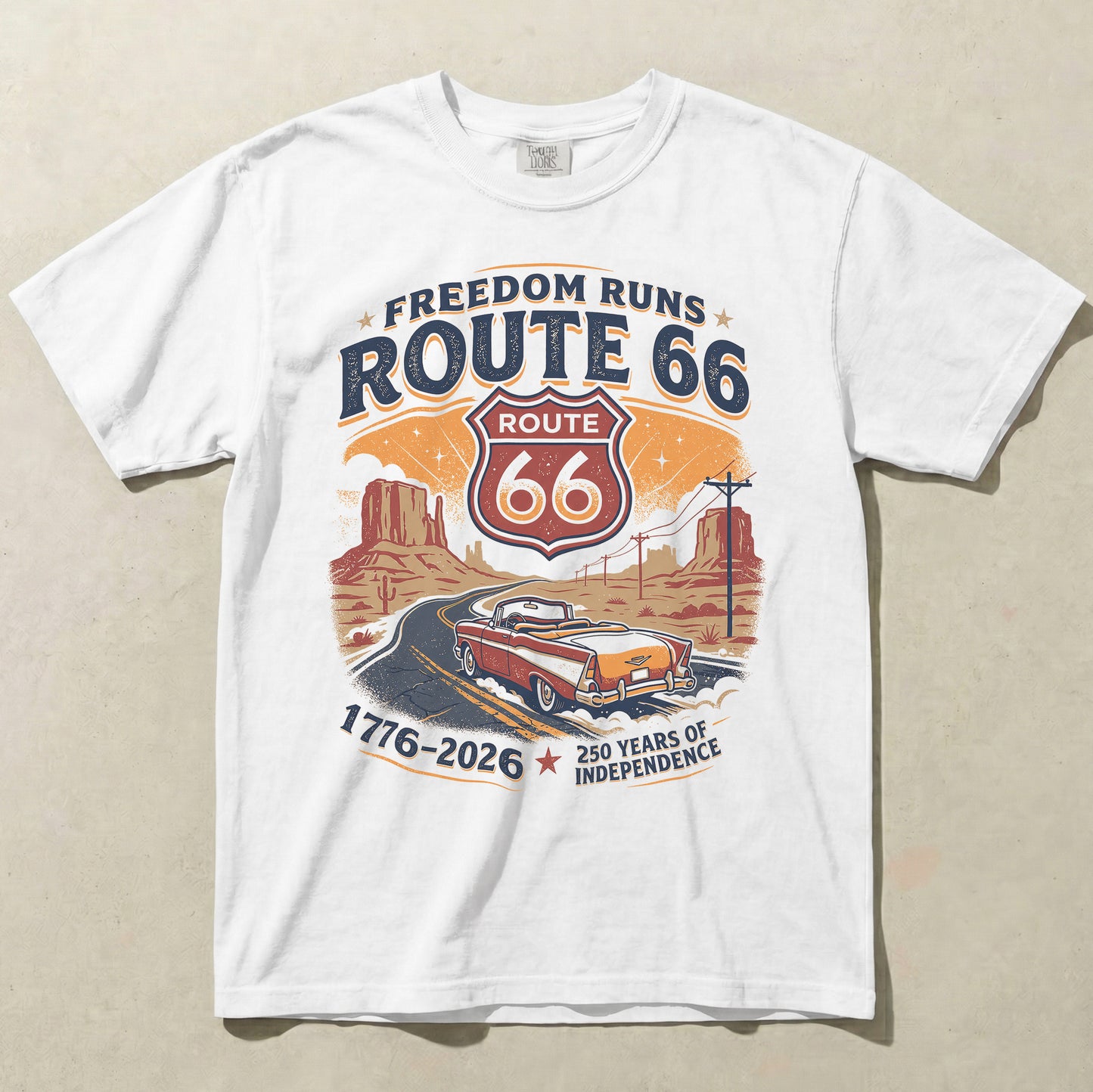 Freedom Runs Route 66 America 250 Graphic Tee