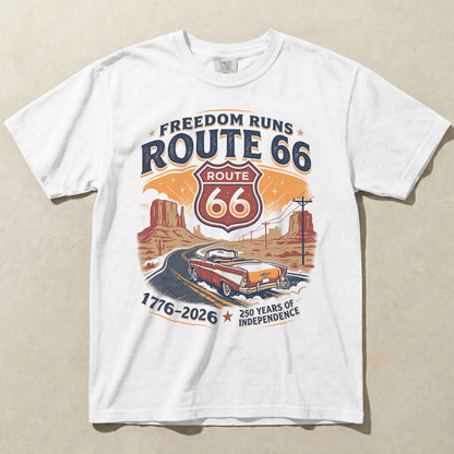 Freedom Runs Route 66 America 250 Graphic Tee