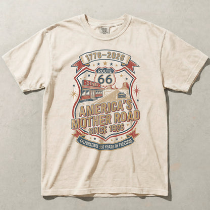 America’s Mother Road Route 66 Shirt – 250 Years of Freedom Vintage Americana Graphic Tee