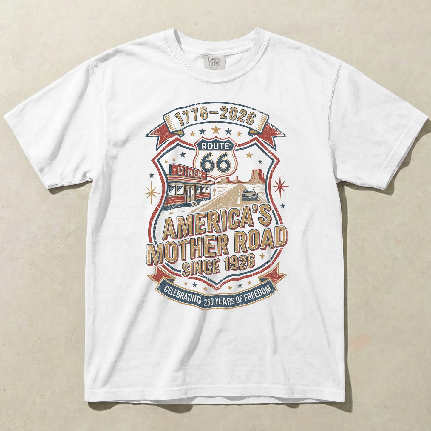 America’s Mother Road Route 66 Shirt – 250 Years of Freedom Vintage Americana Graphic Tee