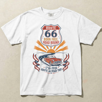 Route 66 Born Free Road Bound Shirt – America 250 Road Trip Graphic Tee