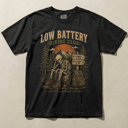 Low Battery Hiking Club Graphic Tee | Skeleton Hiking Shirt