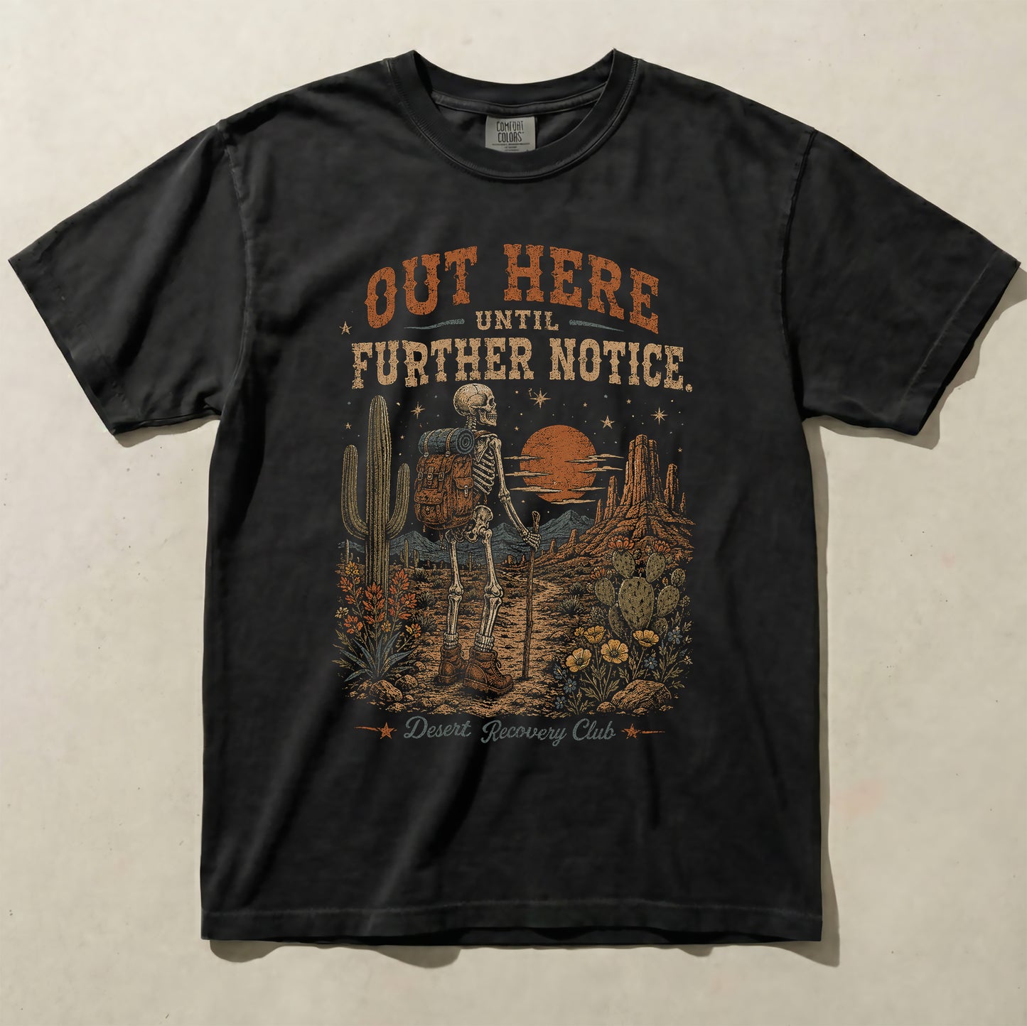 Skeleton Desert Recovery Graphic Tee Vintage Outdoor Shirt