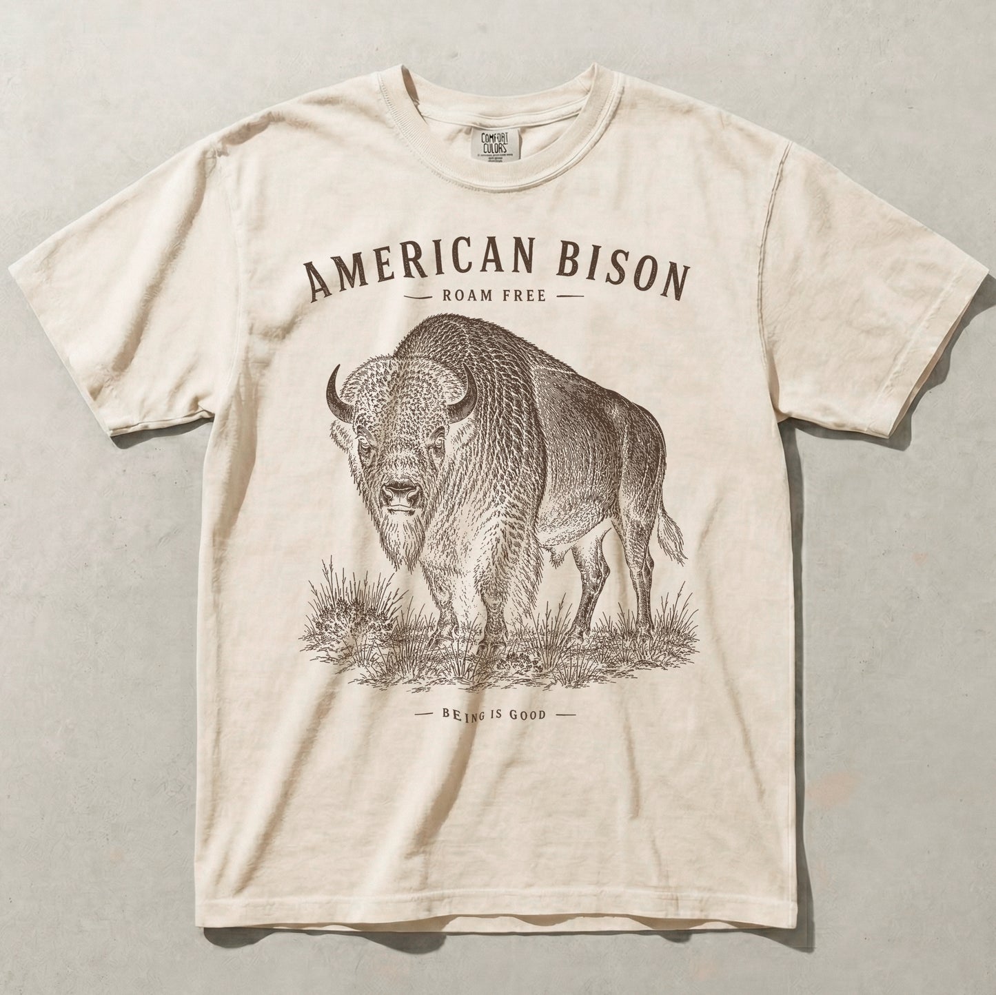 American Bison Roam Free Graphic Tee – Vintage Wildlife T-Shirt
