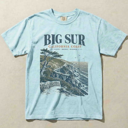Big Sur California Coast Comfort Colors t-shirt in Chambray