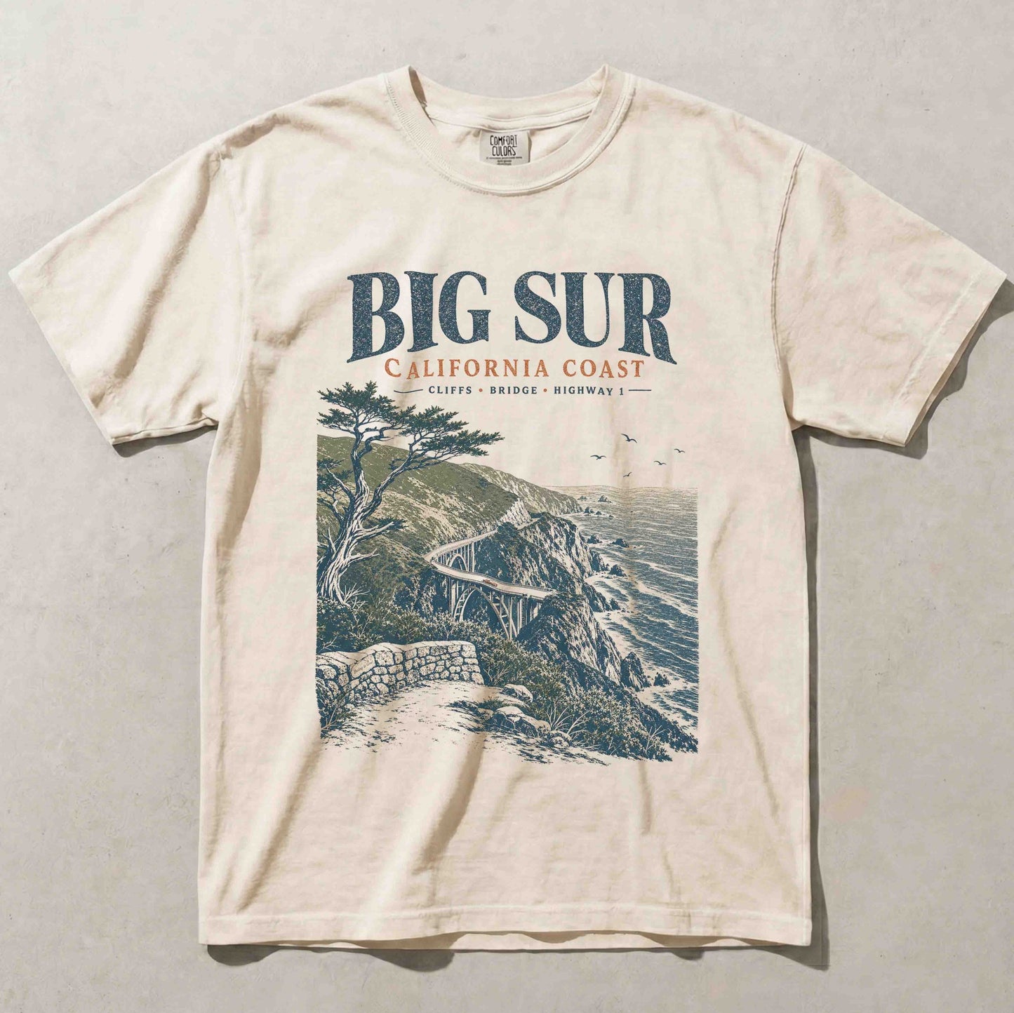 Big Sur California Coast Comfort Colors t-shirt in Ivory