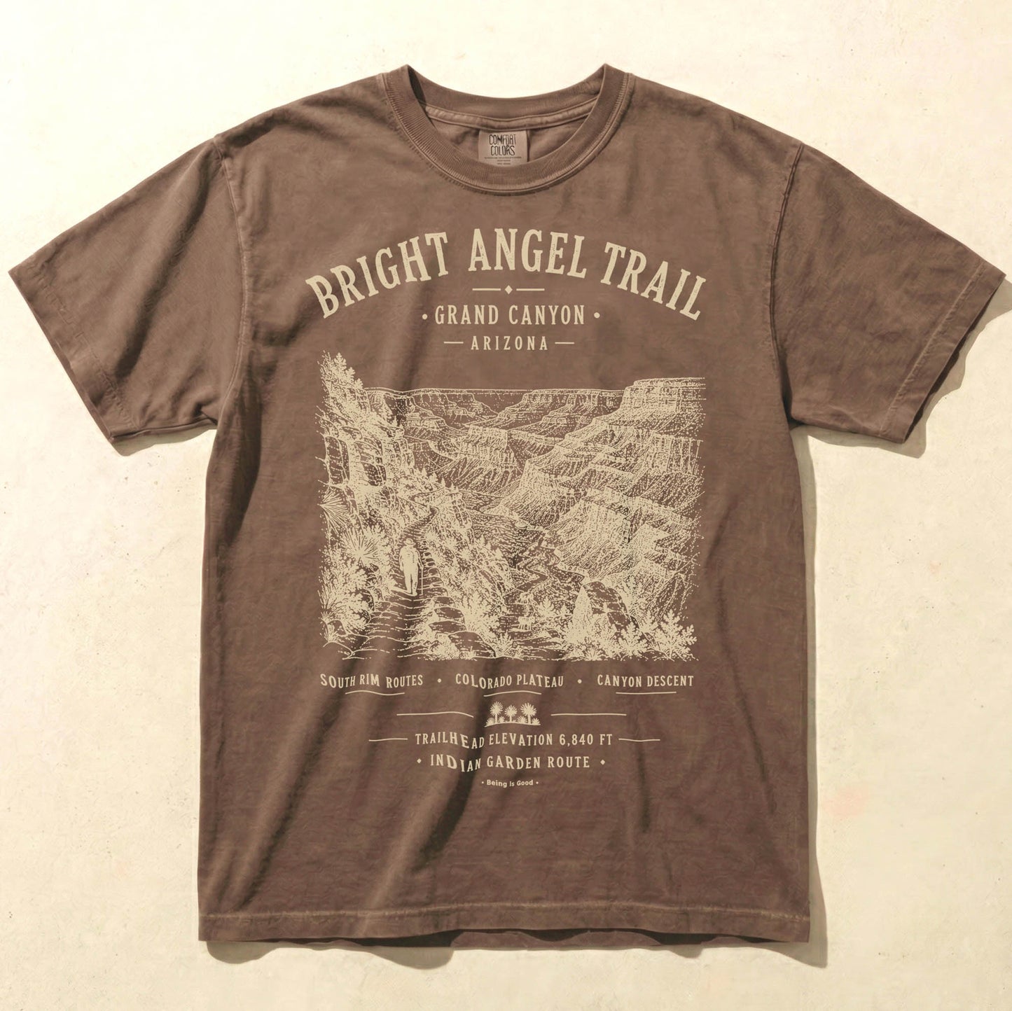 Bright Angel Trail Espresso Comfort Colors t-shirt front view