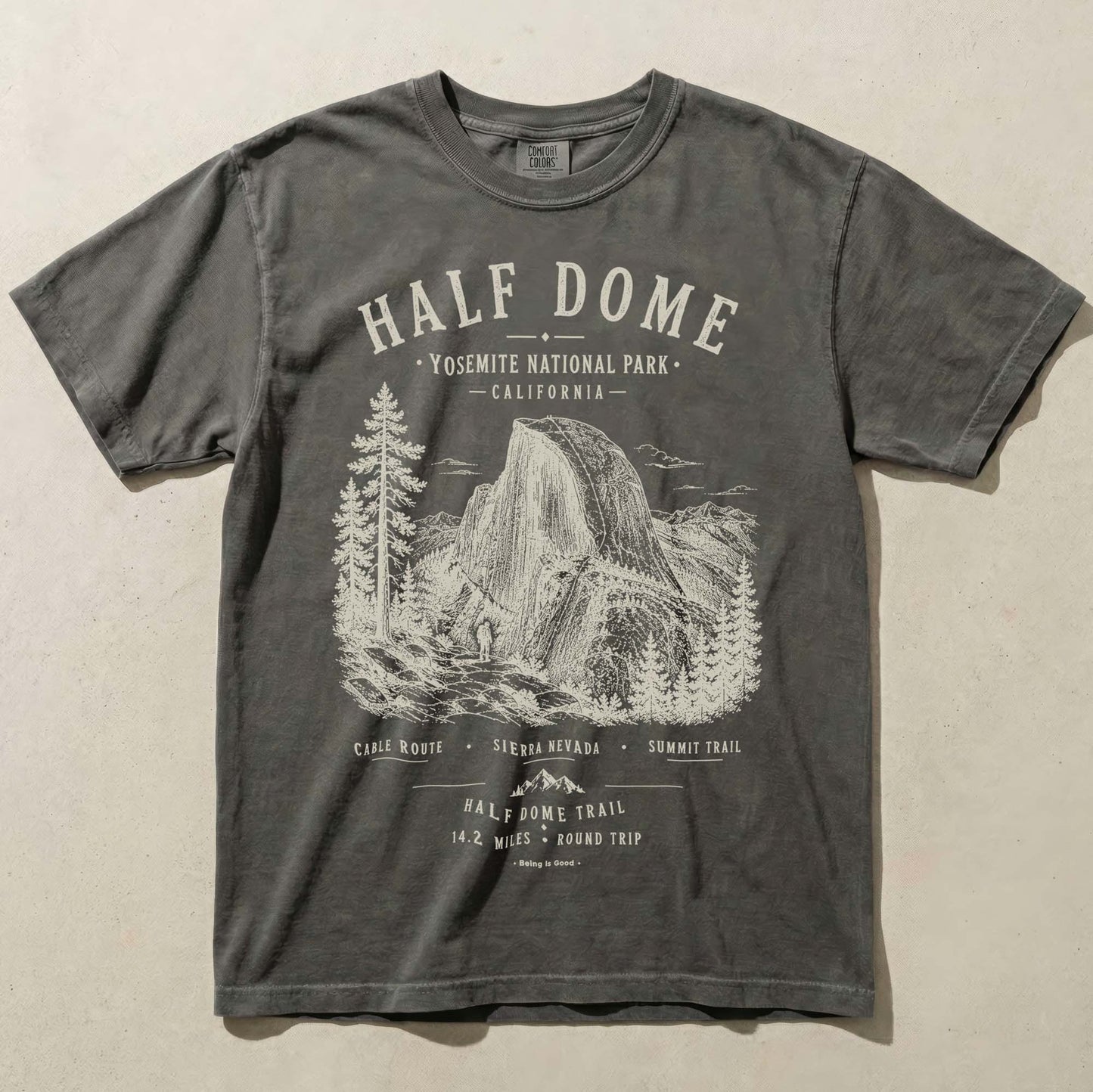 Half Dome Pepper Comfort Colors t-shirt front view