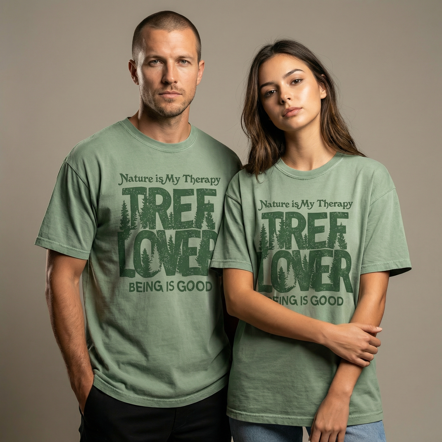 Nature Is My Therapy Tree Lover Graphic Tee Bay Green