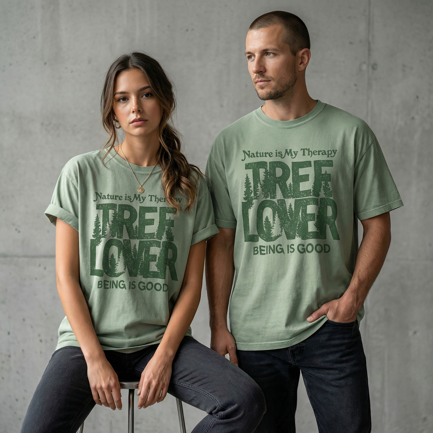 Nature Is My Therapy Tree Lover Graphic Tee Bay Green