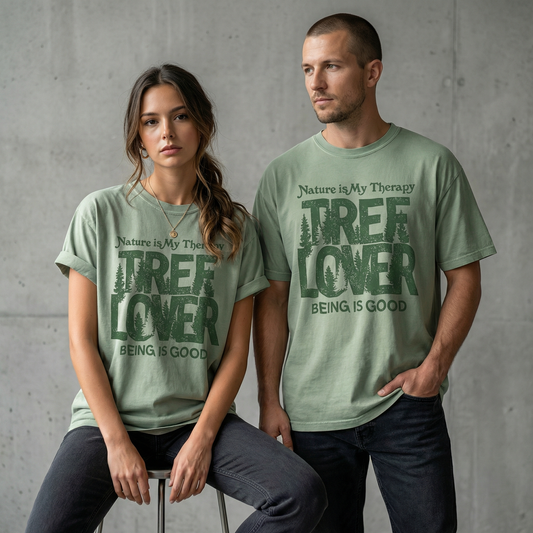 Nature Is My Therapy Tree Lover Graphic Tee Bay Green