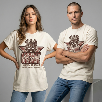 Route 66 Asphalt Dreams Vintage Graphic Tee