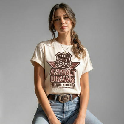 Route 66 Asphalt Dreams Vintage Graphic Tee