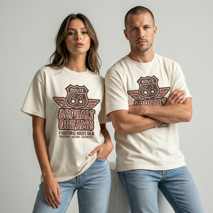 Route 66 Asphalt Dreams Vintage Graphic Tee