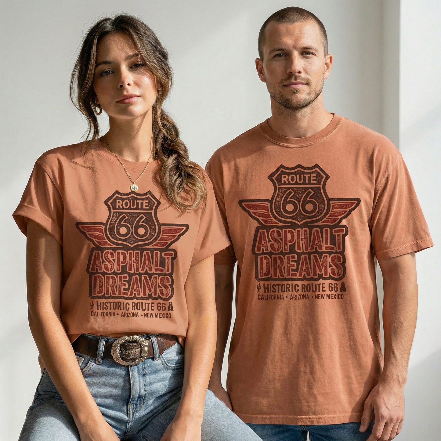 Route 66 Asphalt Dreams Vintage Graphic Tee
