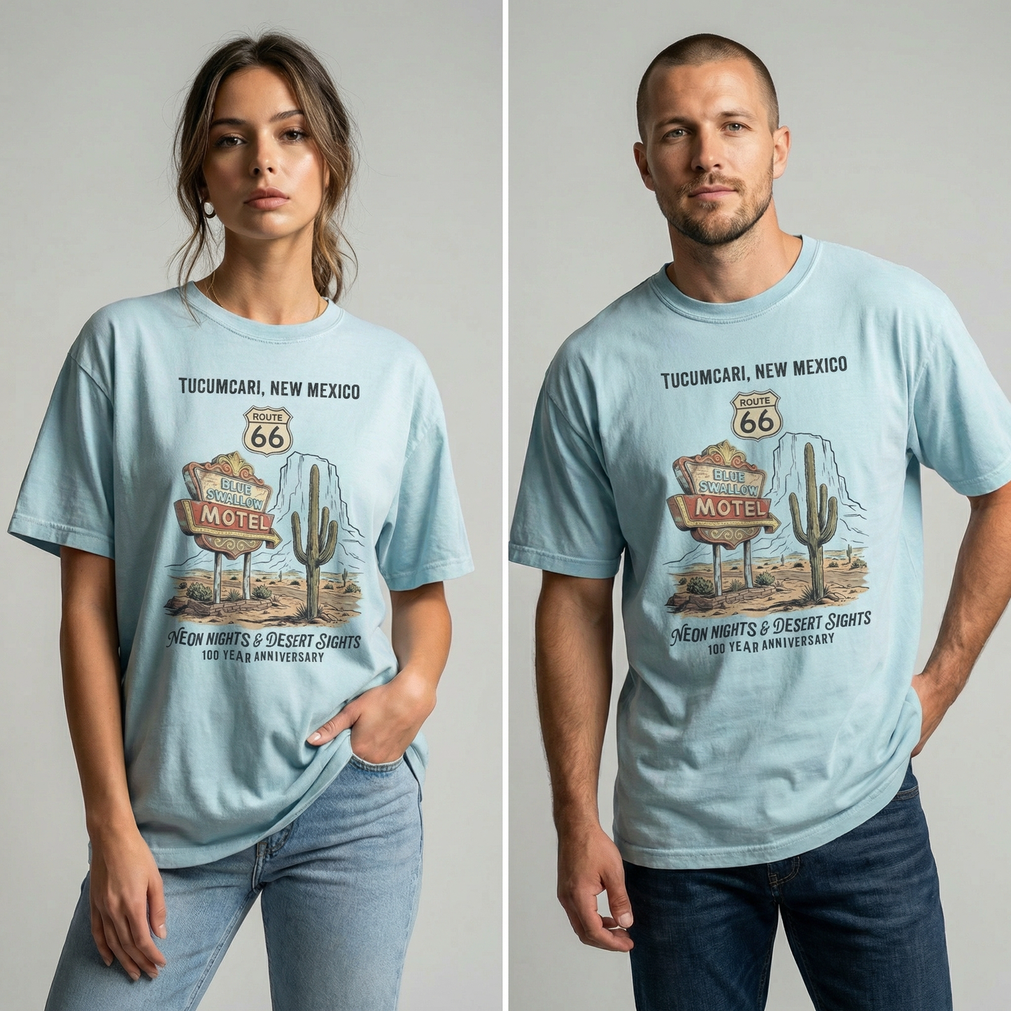 Tucumcari Route 66 Vintage Tee – Blue Swallow Motel Graphic Shirt
