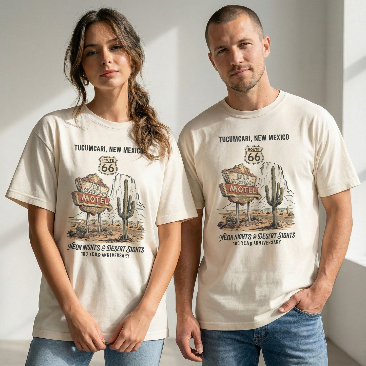 Tucumcari Route 66 Vintage Tee – Blue Swallow Motel Graphic Shirt