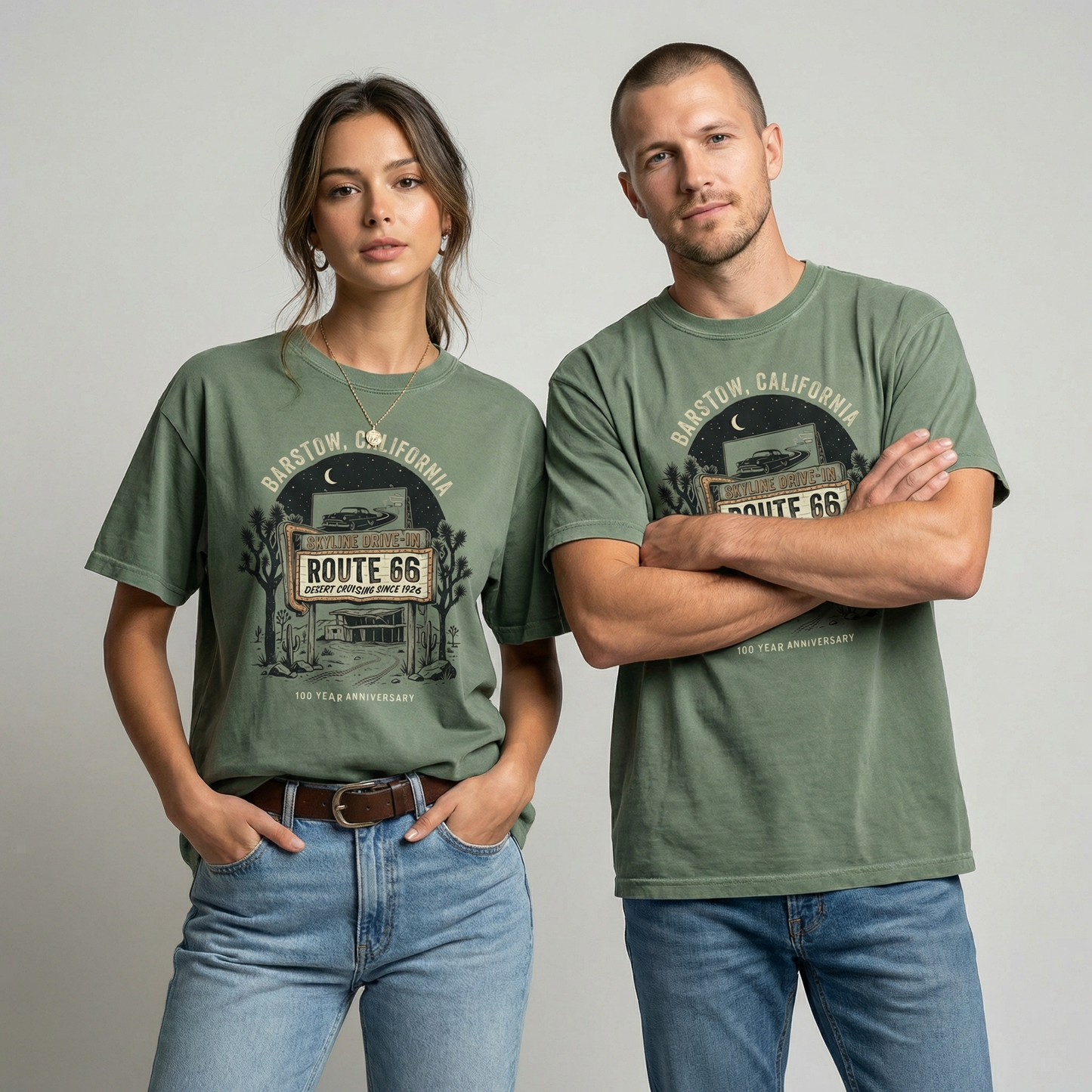 Barstow Route 66 Vintage Tee – Skyline Drive-In Desert Graphic Shirt