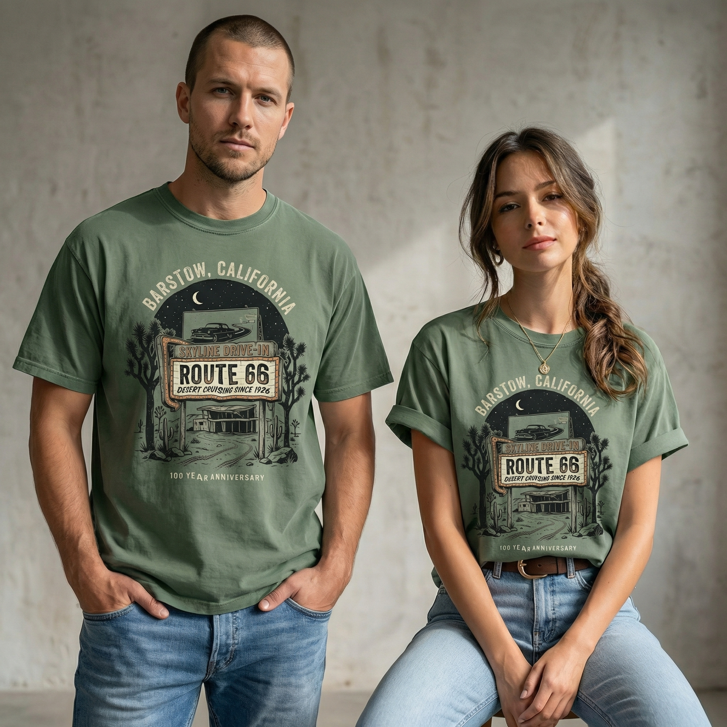 Barstow Route 66 Vintage Tee – Skyline Drive-In Desert Graphic Shirt